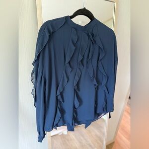Chic Blue Ruffle Blouse